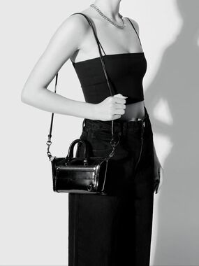 Rebecca Minkoff Black Patent Leather Mini Satchel Crossbody Bag NWT